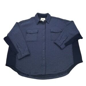 Aerie Lumberjane Shirt Womens XL Blue Waffle Knit Oversized Button Shacket